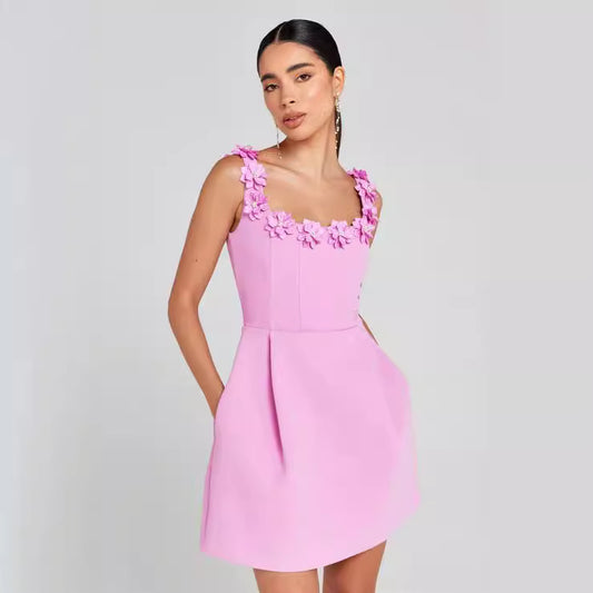 Robe fleurie à bretelles pour femme, mode décontractée