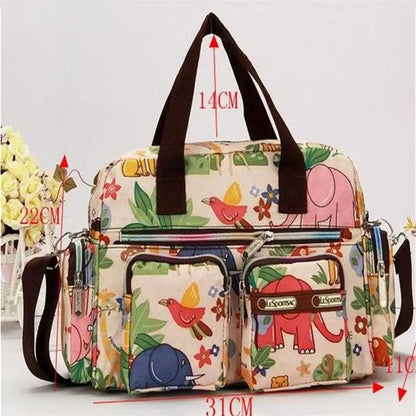 Ladies Messenger Bag Casual Handbag Shoulder Large Capacity Waterproof Tote Bag Flower Printed Bags Outdoor Picnic Bag For Women