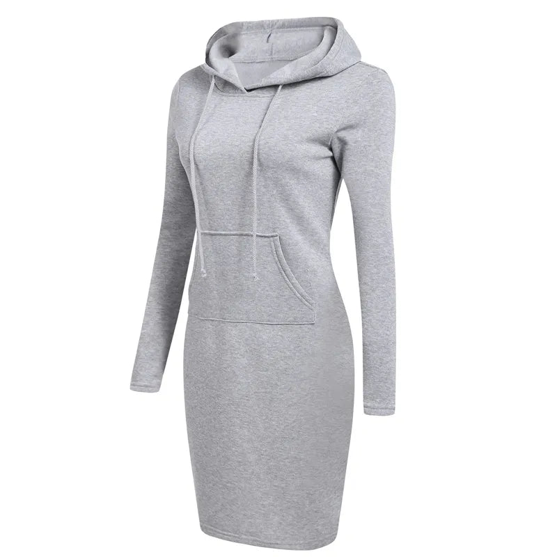 Robe sweat-shirt à capuche pour femmes, manches longues, ample, décontractée, grande taille, chaude, avec poches, Midi, vêtements de printemps et d'hiver, nouvelle collection 2021