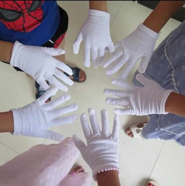 2 paires de gants en coton blanc pour enfants, pour garçons et filles, gants de danse blancs, gants d'étiquette blancs pour enfants, R263