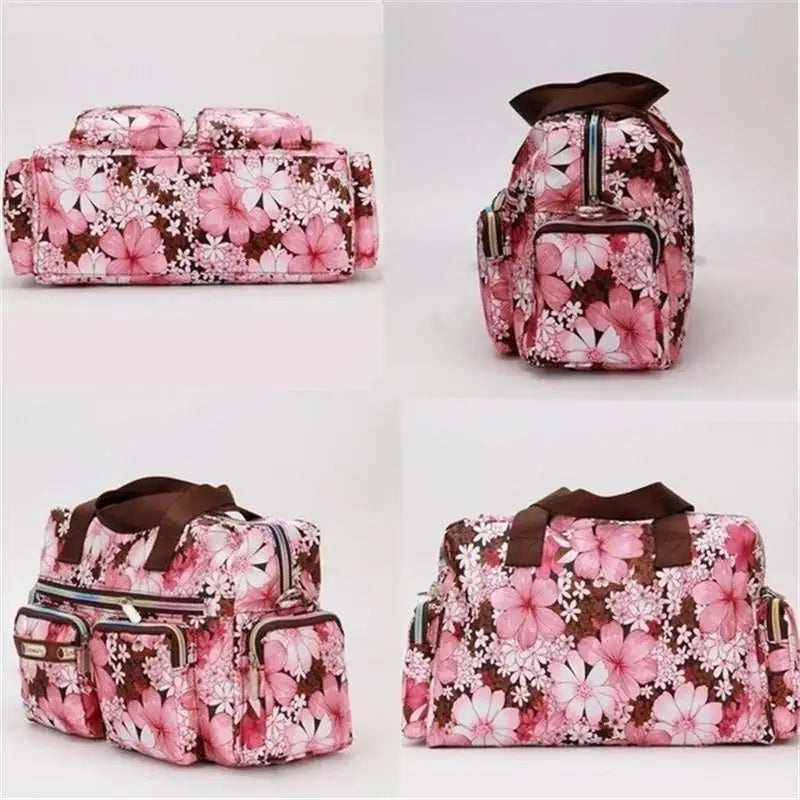 Ladies Messenger Bag Casual Handbag Shoulder Large Capacity Waterproof Tote Bag Flower Printed Bags Outdoor Picnic Bag For Women