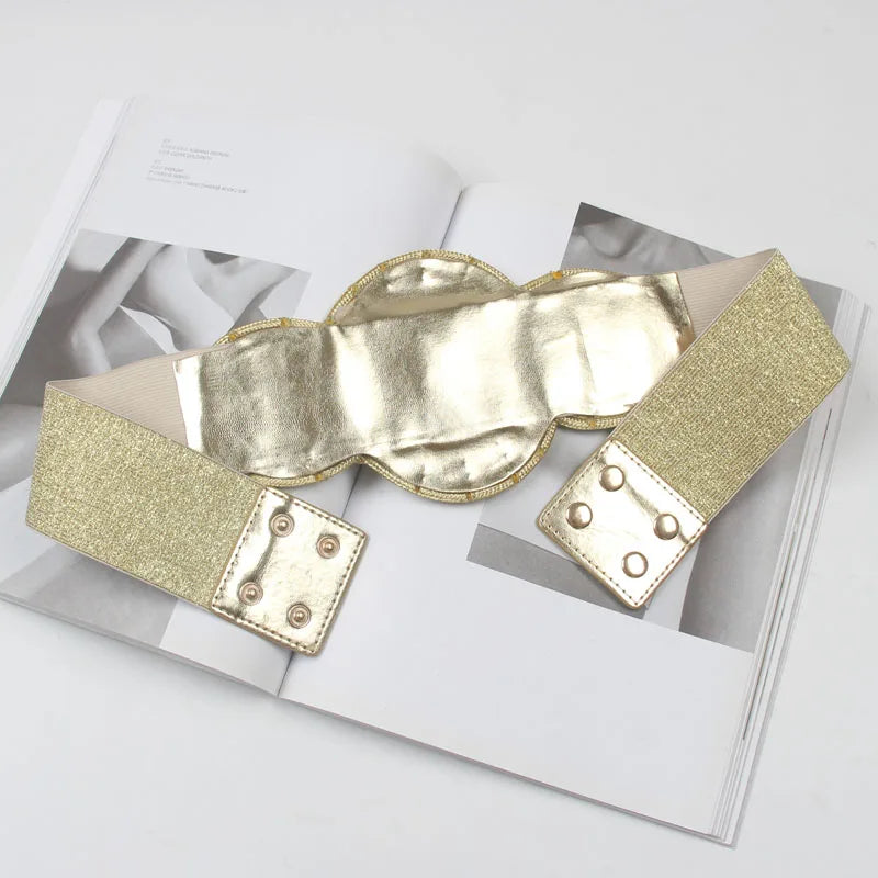 Femmes piste mode Vintage élastique Cummerbunds femme robe Corsets ceinture ceintures décoration large ceinture R1939