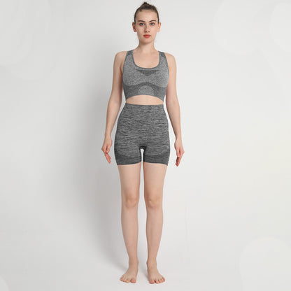 Costume de sport sans couture, vêtements de Yoga, tricoté, rehausse les hanches et façonne le ventre, short, gilet en forme de I