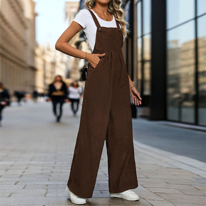 Fashion Women's Wear Corduroy Mid-waist Overalls