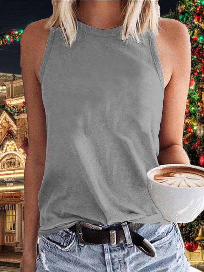 Solid Color Sleeveless Vest T-shirt