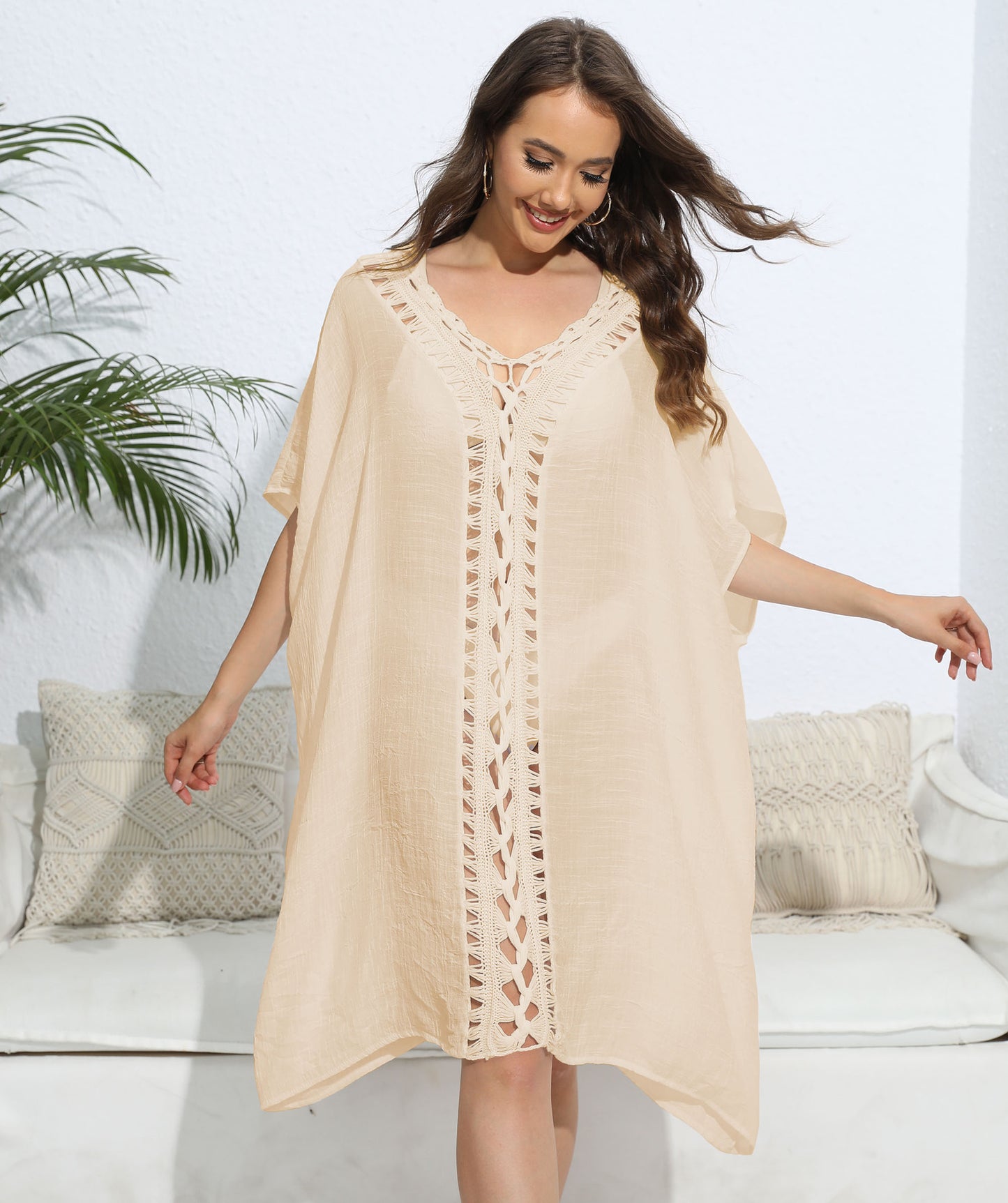 Robe ample à coutures au crochet pour femme