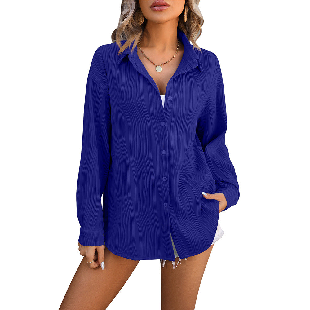 European And American Wave Texture Loose Fashion Shirt