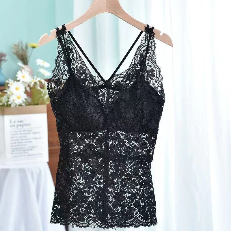 Camisole d'été fine pour femmes, vêtements d'extérieur, coussinet de poitrine, Push Up, grande taille