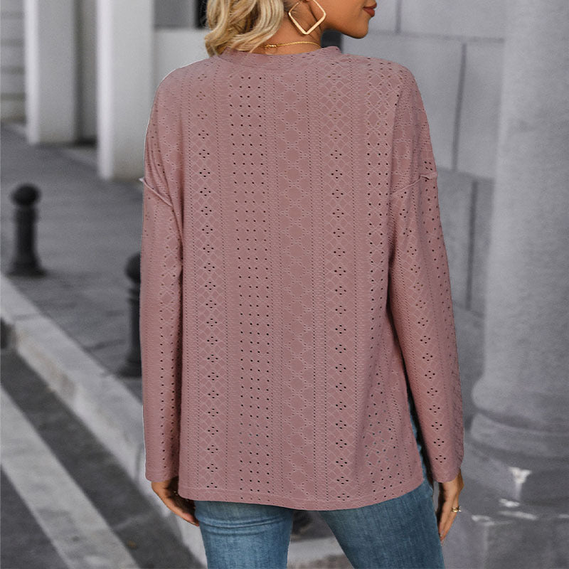 Women's Long-sleeved Knitted Jacquard Top