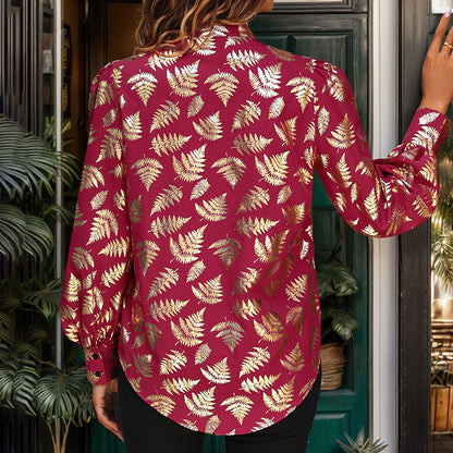 Camisa estampada bronceadora de plantas de moda para mujer