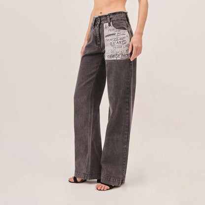 Pantalon assorti avec impression de lettres et d'étiquettes