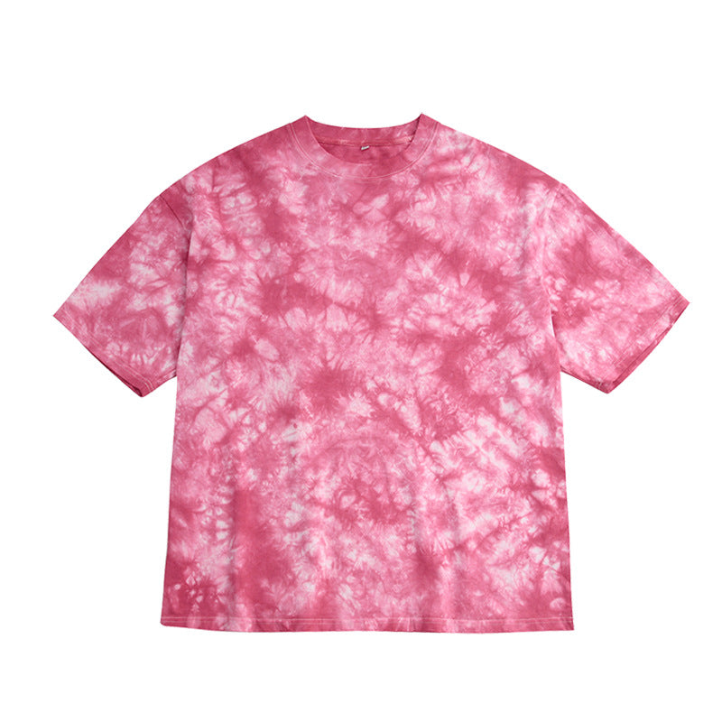 Camiseta de manga corta con estampado tie-dye Estilo popular