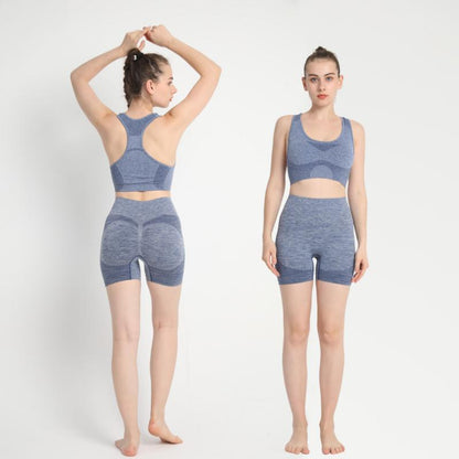 Traje deportivo de punto sin costuras, ropa de Yoga, pantalones cortos tejidos para realzar la cadera y dar forma al vientre, chaleco en forma de I