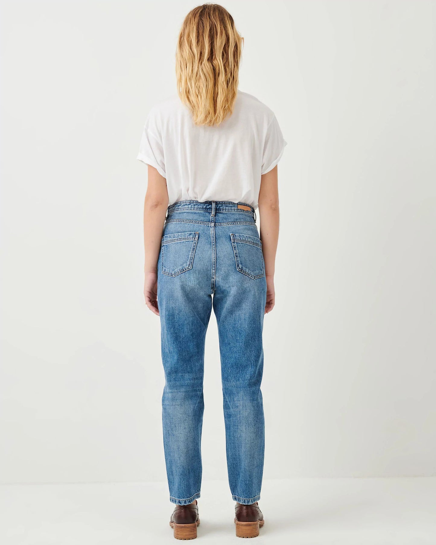 Jean slim bleu droit rétro et tendance pour femme, coupe slim, taille haute, assorti