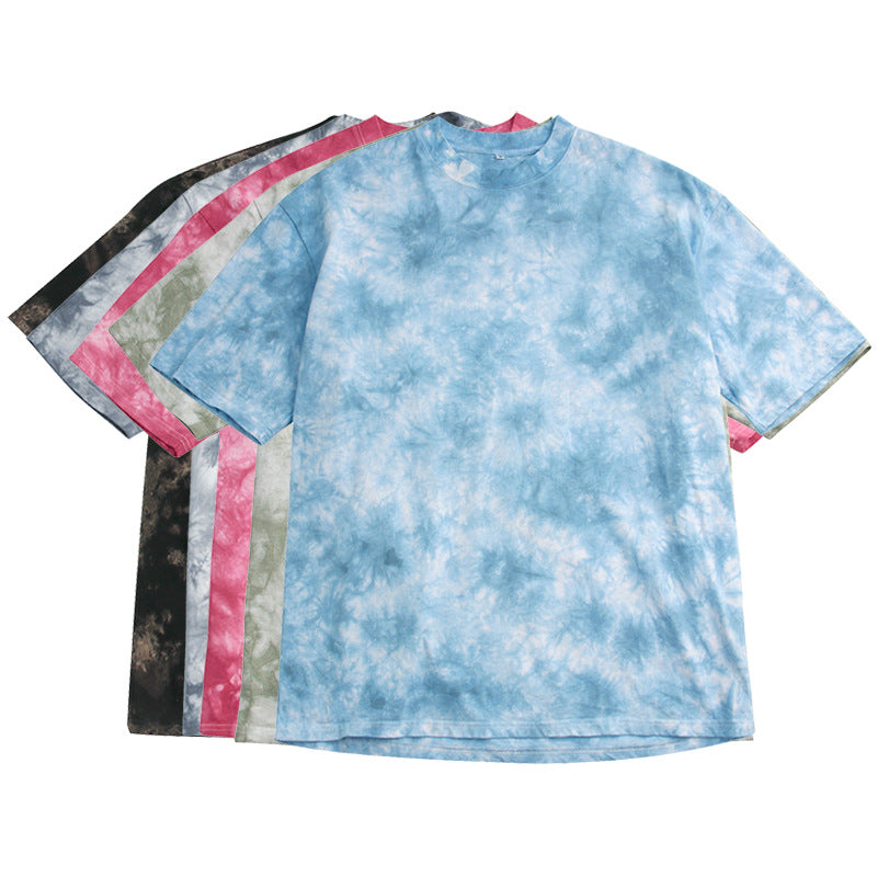 Camiseta de manga corta con estampado tie-dye Estilo popular