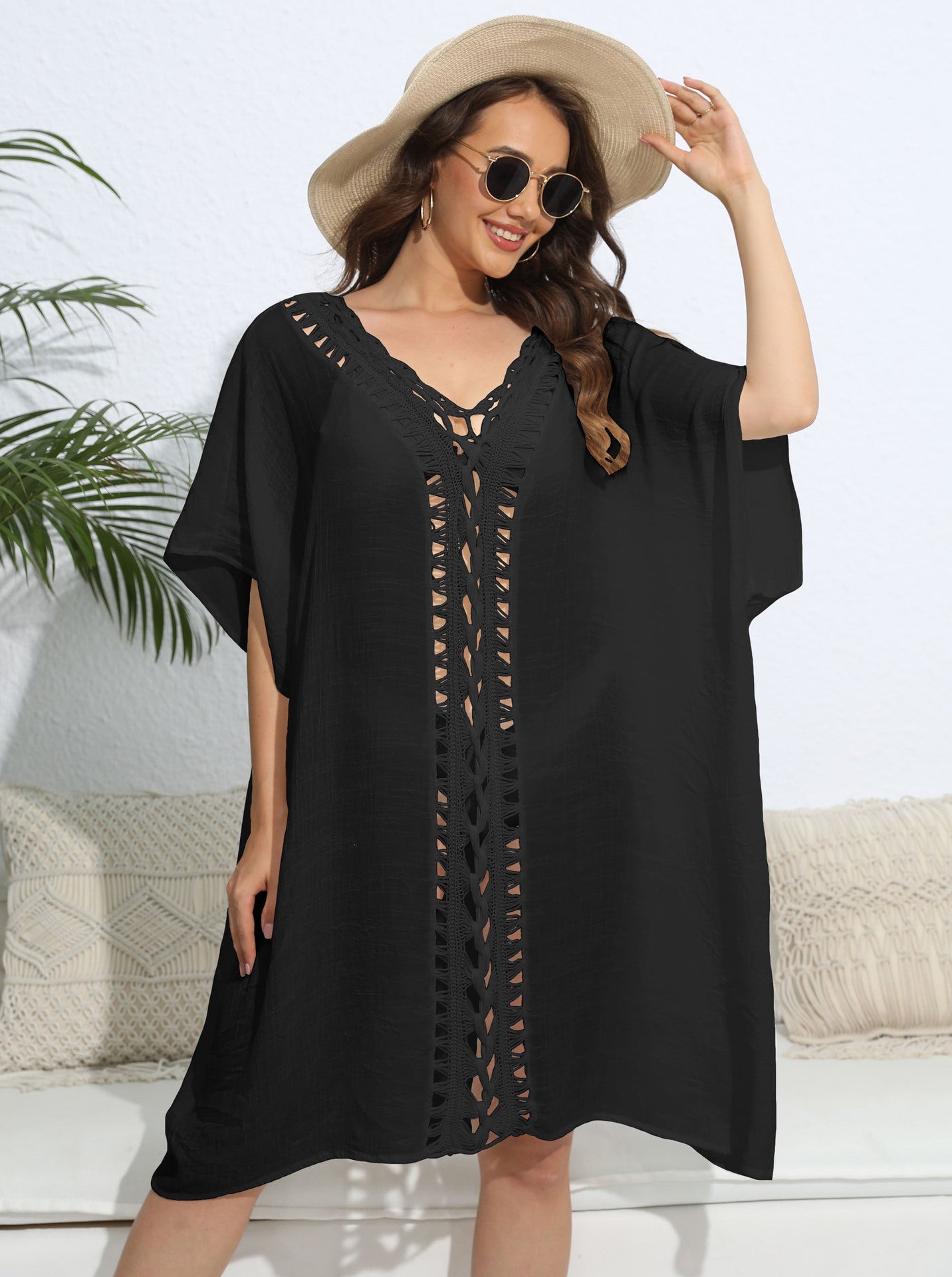 Robe ample à coutures au crochet pour femme