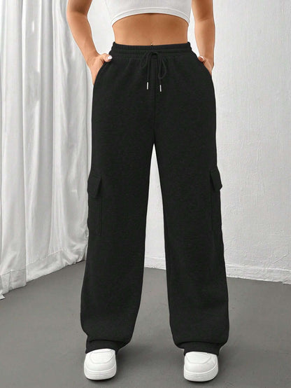 All-matching Solid Color Straight Wide Leg Sweatpants