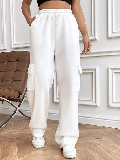 All-matching Solid Color Straight Wide Leg Sweatpants