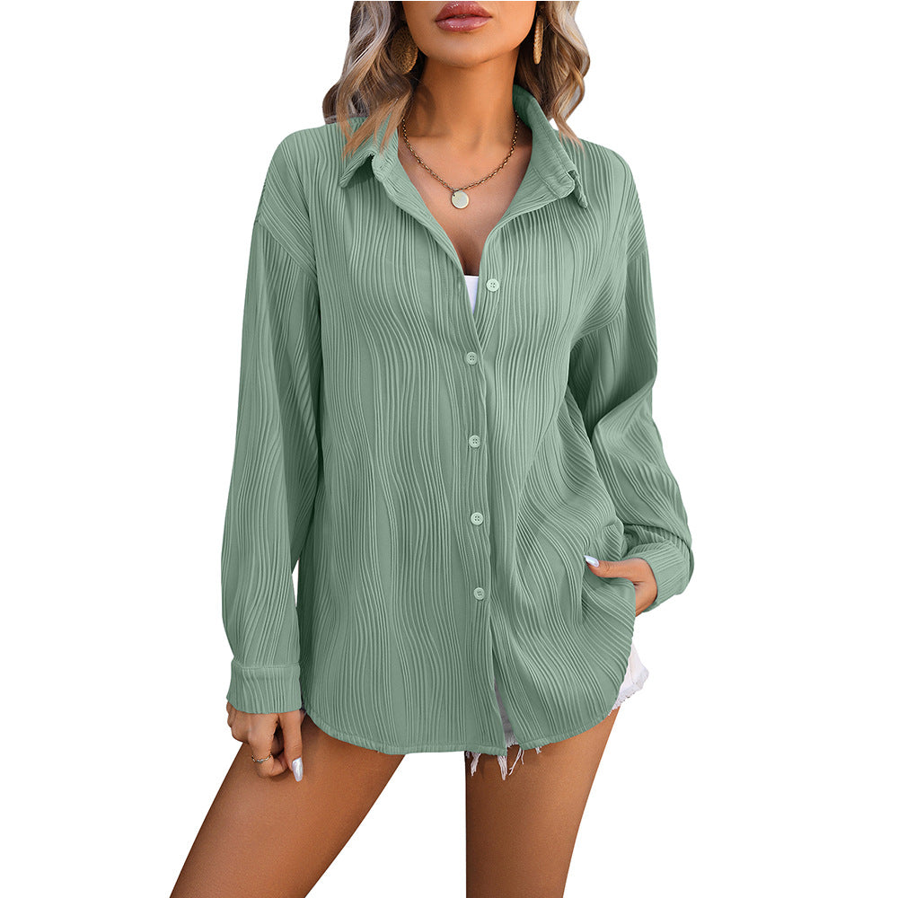 European And American Wave Texture Loose Fashion Shirt