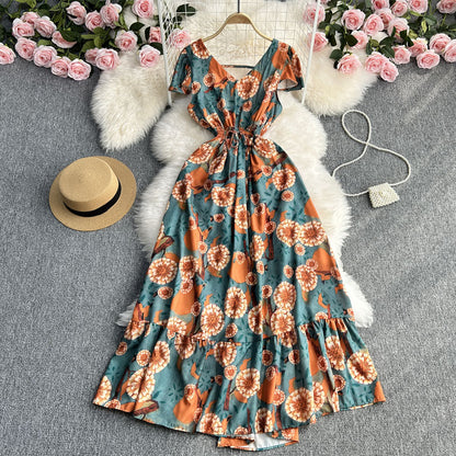 Robe florale capricieuse féerique pour femmes, été