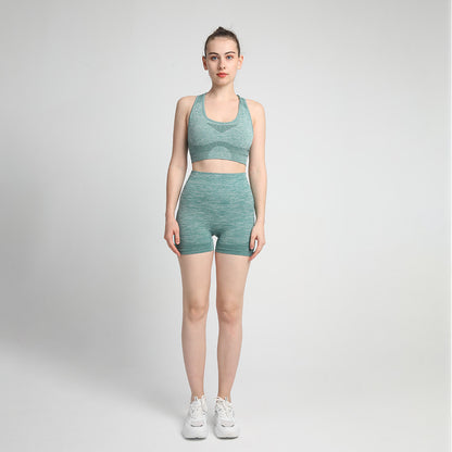 Costume de sport sans couture, vêtements de Yoga, tricoté, rehausse les hanches et façonne le ventre, short, gilet en forme de I