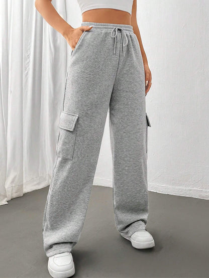 All-matching Solid Color Straight Wide Leg Sweatpants