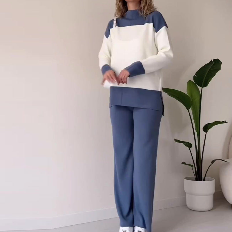 Costume de pantalon large ample et assorti de couleurs à la mode européenne et américaine pour femmes