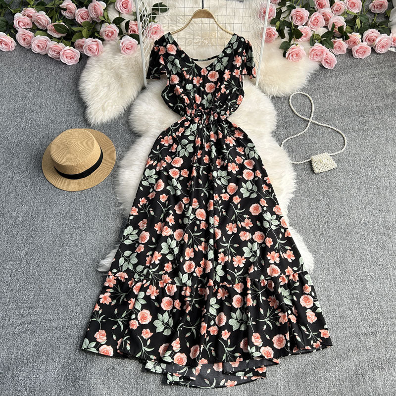 Robe florale capricieuse féerique pour femmes, été