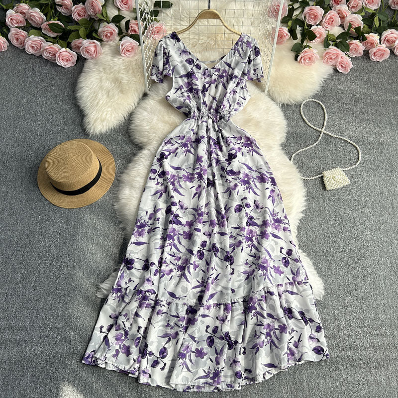 Robe florale capricieuse féerique pour femmes, été