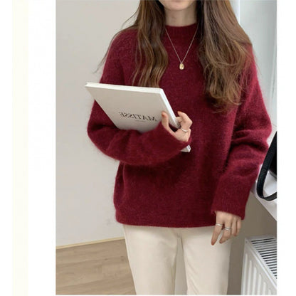 Basic Round Neck Pullover Knitted Sweater