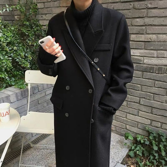 Manteau en laine étudiant femmes style coréen ample