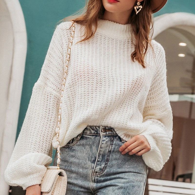 Women's Sweater All-matching Loose Pullover Sweater Round Neck Women