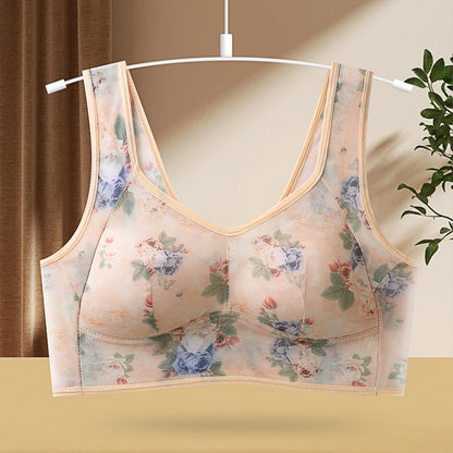 Underwear One-piece Fixed Cup Without Steel Ring Printing Vest Bra