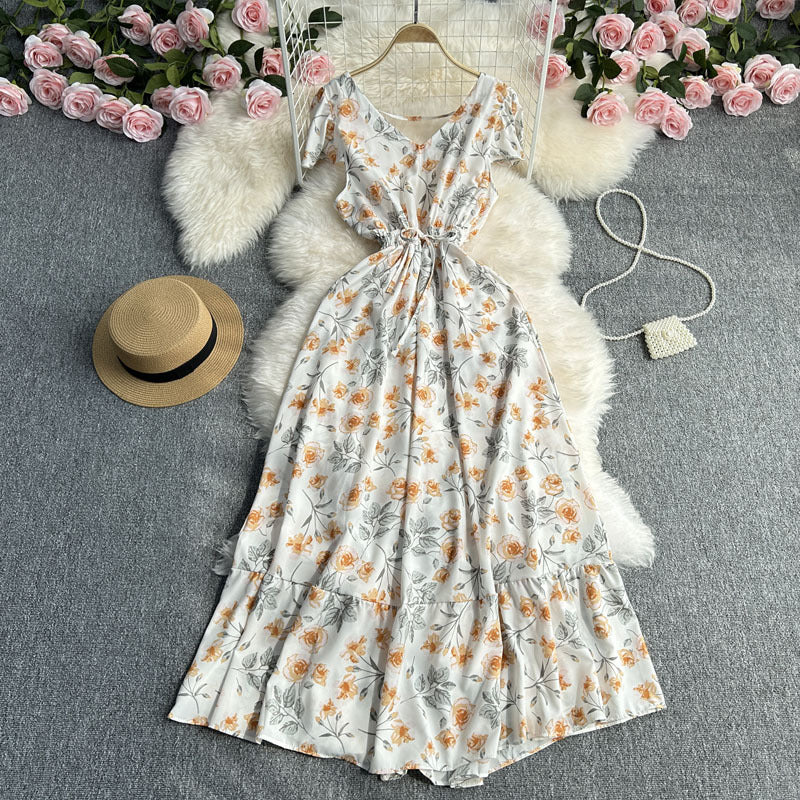 Robe florale capricieuse féerique pour femmes, été