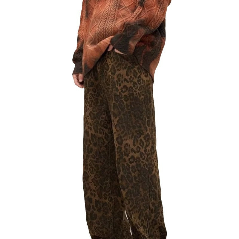 Women's American-style Vintage Leopard Print Jeans