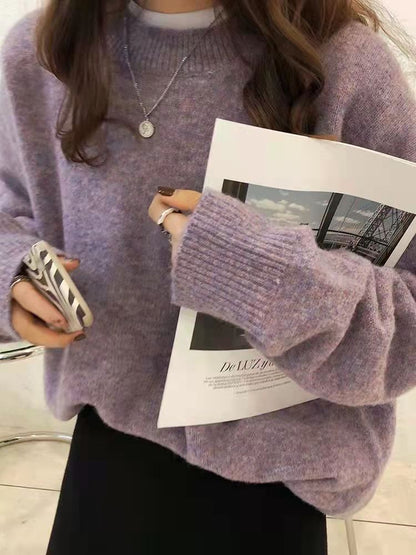 Basic Round Neck Pullover Knitted Sweater