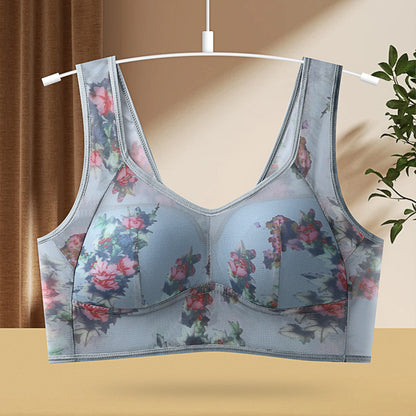 Underwear One-piece Fixed Cup Without Steel Ring Printing Vest Bra