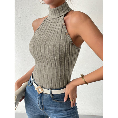 Sleeveless Slimming And Tight Knitted Top