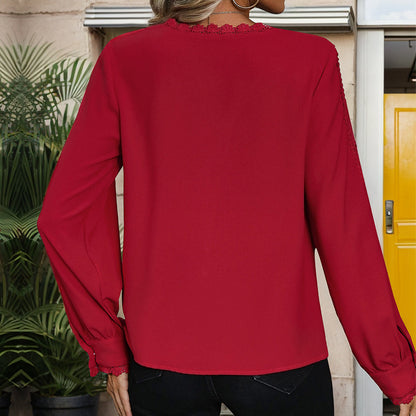 Women's Wear Long Sleeve Red Shirt