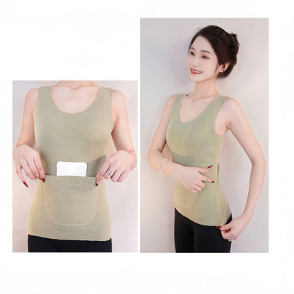 Autumn And Winter Seamless Dralon Warm Vest Double Pocket Waist Support