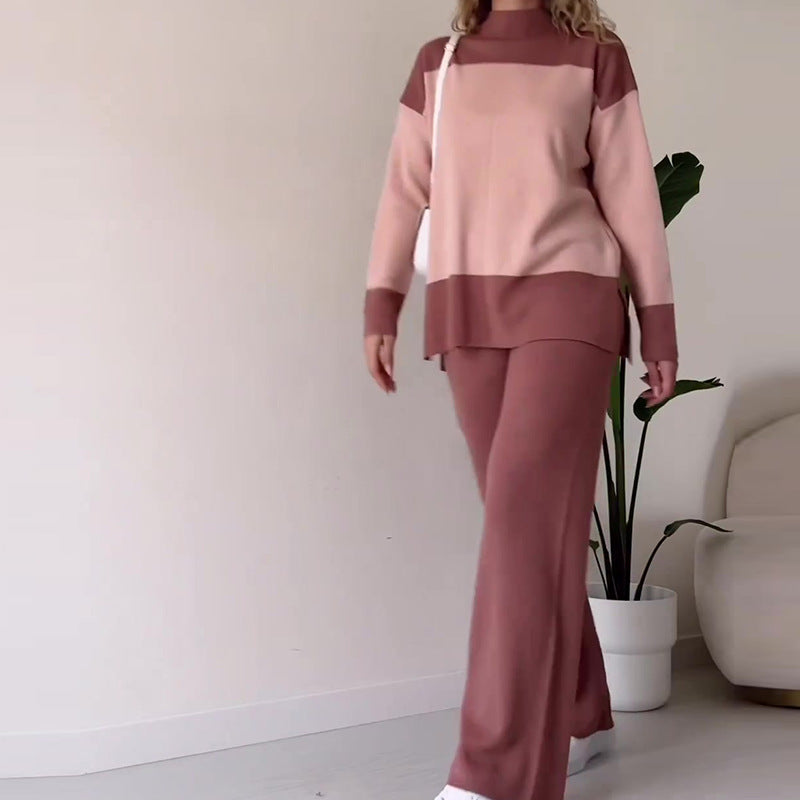 Costume de pantalon large ample et assorti de couleurs à la mode européenne et américaine pour femmes