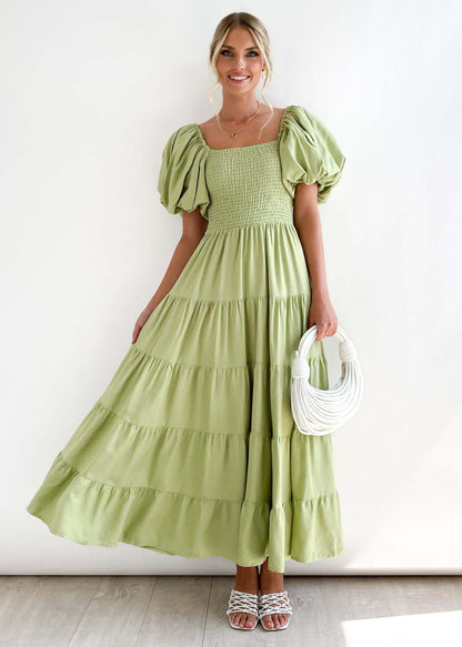 Robe à manches bouffantes et à imprimé pettiskirt à col unique pour femme