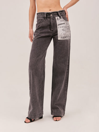 Pantalon assorti avec impression de lettres et d'étiquettes