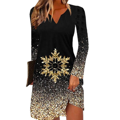 Women's Long Sleeve V-neck Dress