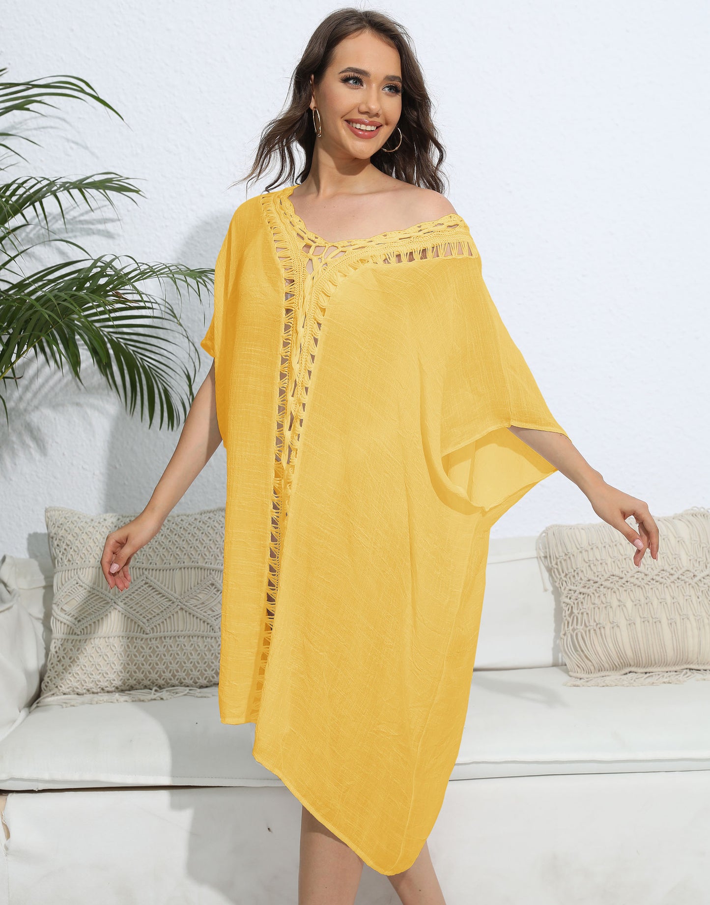 Robe ample à coutures au crochet pour femme