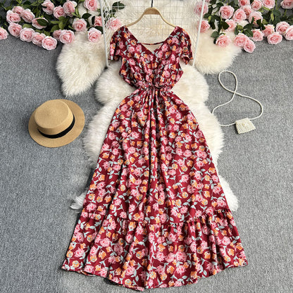 Vestido floral temperamental de hadas para mujer Verano