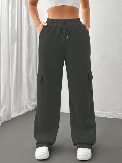 All-matching Solid Color Straight Wide Leg Sweatpants