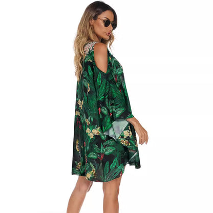 Retro Loose Long Gown Swimsuit Blouse