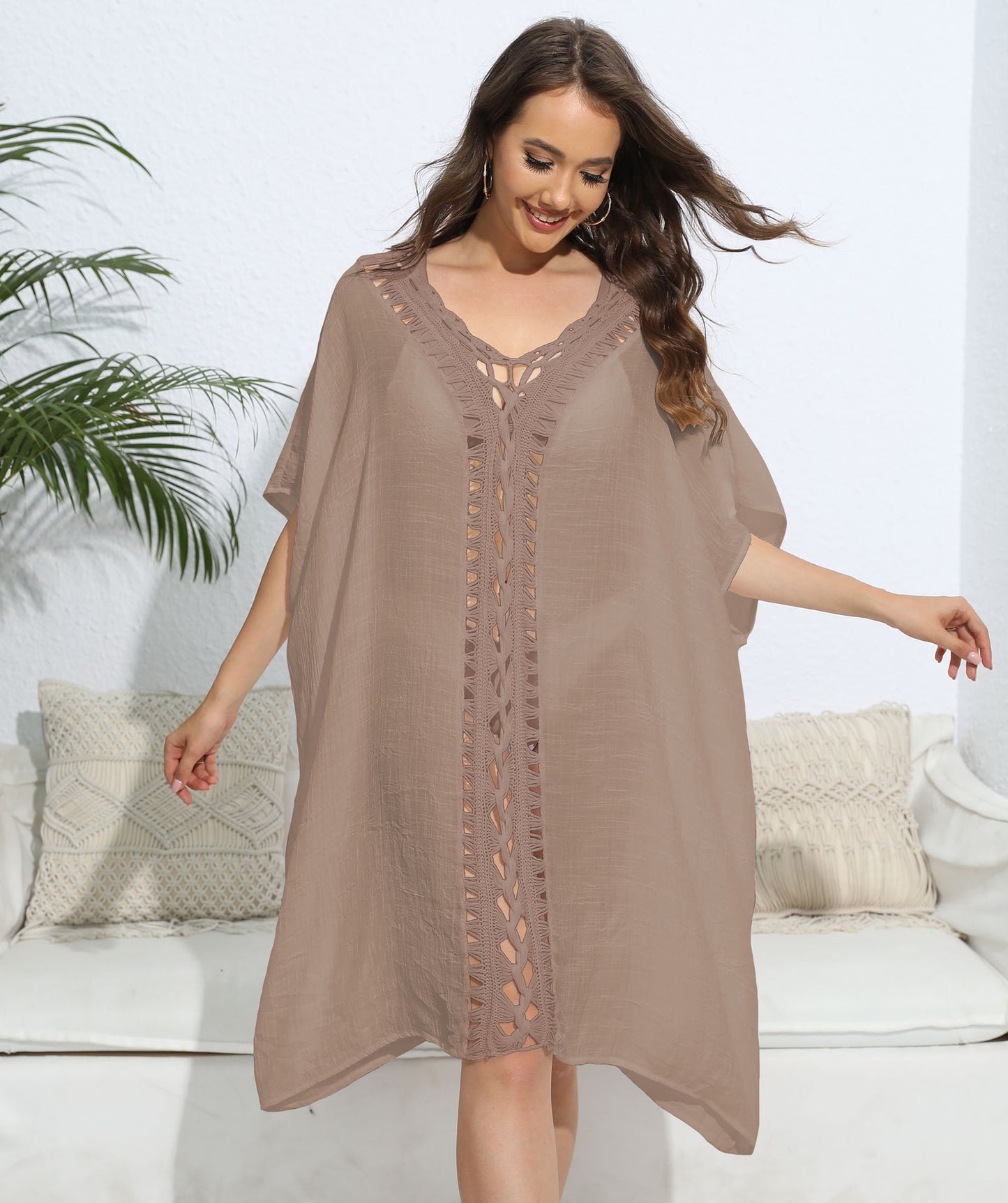 Robe ample à coutures au crochet pour femme