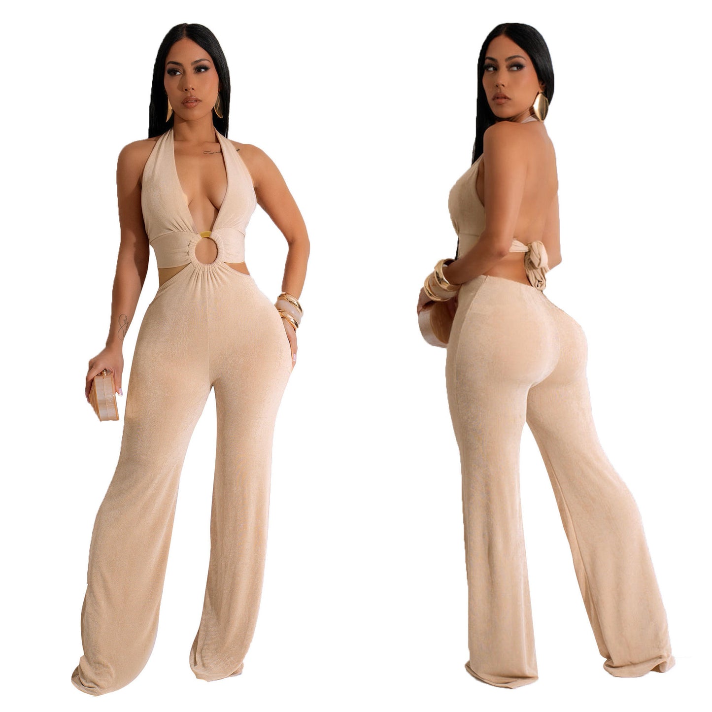 Women's Casual Versatile Solid Color Camisole Jumpsuit